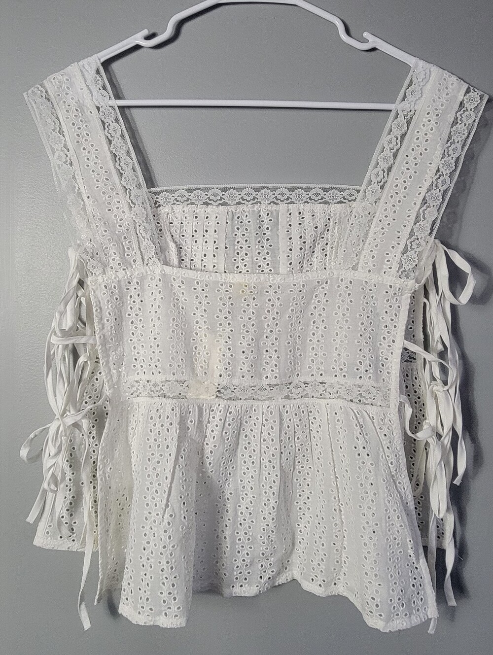 Pilcro White Eyelet Lace Tank with Scalloped Trim - Picture 10 of 16